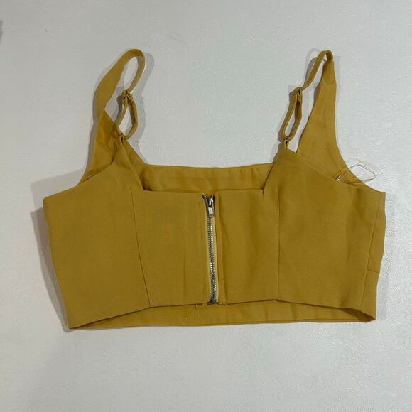 SNDYS Mustard Yellow Structured Crop Top Size XS - Picture 2 of 6